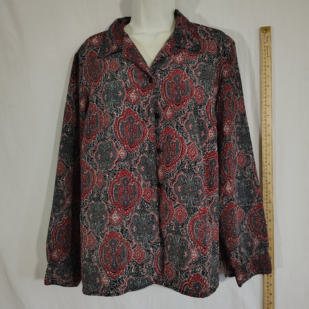 Vintage Donnkenny Paisley Patterned Button-Up Shirt Large